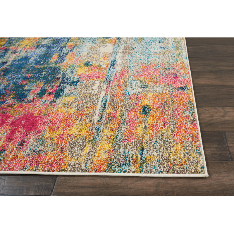 Ivy Bronx Velva Performance Blue/Yellow/Pink Rug & Reviews Wayfair